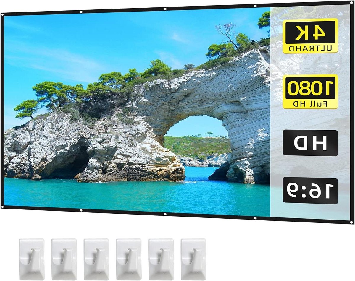 Projectiescherm Opvouwbaar - Draagbaar Scherm - Thuisbioscoop Creëren - Ondersteunt 4K HD - 16:9 Formaat - Wit
