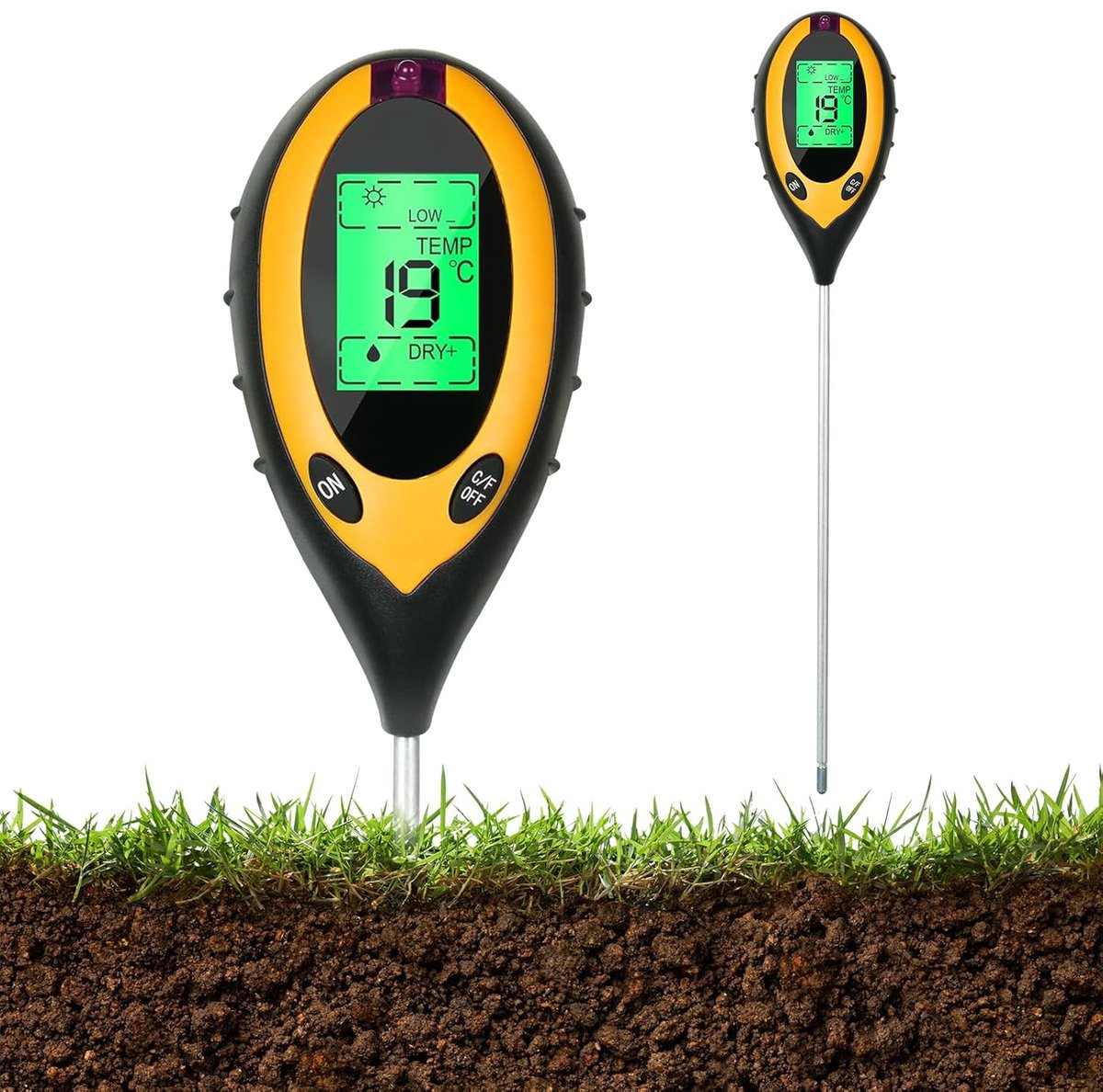 SnelShoppen - 4-in-1 Bodemtester PH-Meter, Moisture Tester, Licht- en Temperatuurmeter voor Tuinieren, Moestuin, Gazons en Buitenplanten