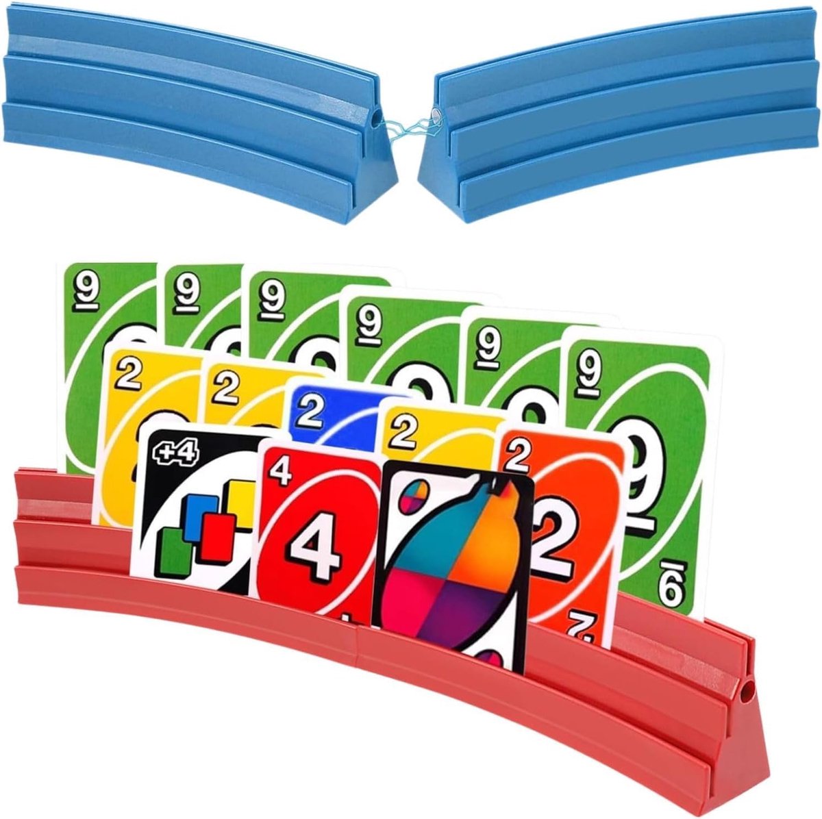 SnelShoppen - Speelkaarthouder ABS, 3 hellingen, 18,2 cm, antislip kaarthouder voor senioren en familie, staande houder voor Rommé, Bridge, UNO (2 stu