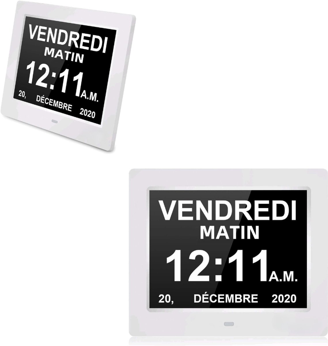 CLGP® Dementieklok - Digitale Klok Slaapkamer - Klok met Datum en Dag - Led Display - Wit