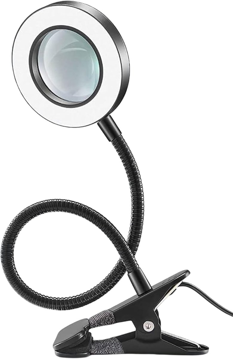 SnelShoppen - Vergrootlamp met 5-voudige vergroting en LED licht, 3 kleurmodi, 10 helderheidsniveaus, ideaal voor handwerk, naaien, lezen en sieraden