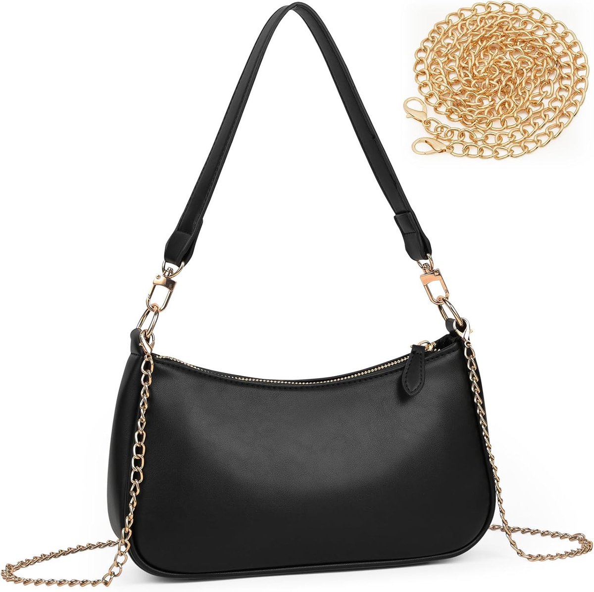 SnelShoppen - Aucuu Kleine Schoudertas Dames PU-leer, Elegante Hobo-Handtas met Ketting, Retro Okselzakken voor Feestjes en Winkelen
