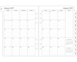 Thijox - A5 Maandplanner Navulling, 1 Maand op 2 Pagina's, Juli 2026 tot December 2027, Met Tabs, Geperforeerd voor Filofax A5-organizer, Perfect voor