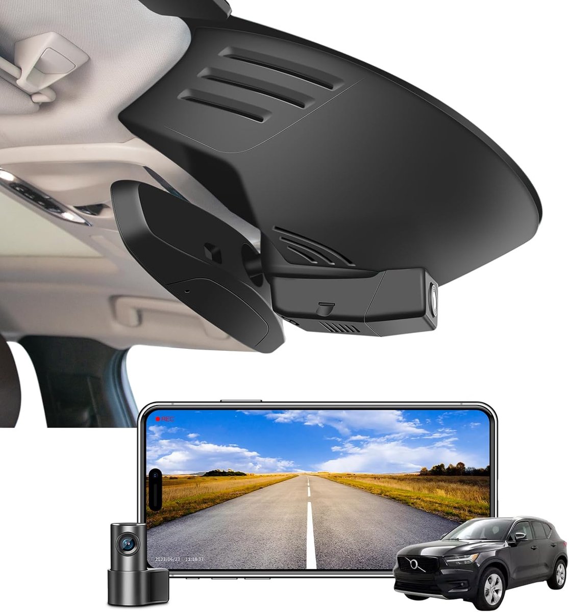 SnelShoppen - 4K+1080P Dashcam Auto Voor en Achter met OEM-Look voor Volvo XC40 2019-2022, Loop-opname, G-sensor, WiFi & App, 128 GB
