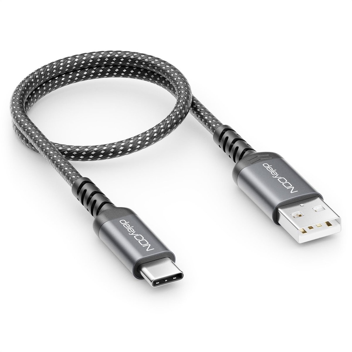 SnelShoppen - 0,30m USB-A-naar-USB-C-Kabel Korte Laad- en Datakabel voor iPhone 17/15/16 Pro Max, Galaxy A16/A56/S25/S24/S23, Pixel, iPad, AirPods, PS