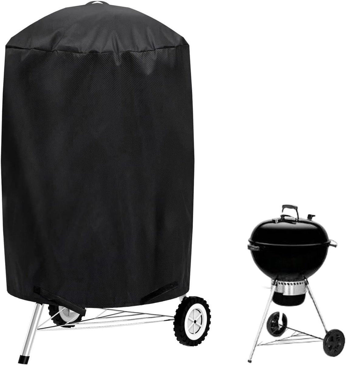 SnelShoppen - Ronde Barbecuehoes 73x90 cm | Waterdichte en Robuuste Buiten Grillhoes | Zwart Oxford Stof | Bescherming voor Tuin, Camping en Feest