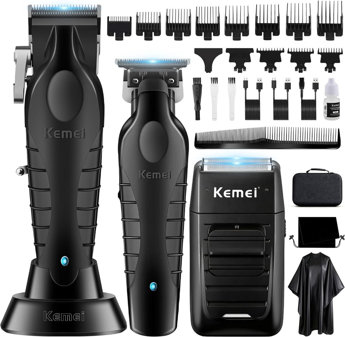 SnelShoppen - Professionele Draadloze Tondeuse voor Mannen - T-Blade Baard- en Haartrimmer Set - Elektrisch Scheerapparaat met Scherpe DLC Stalen Mess