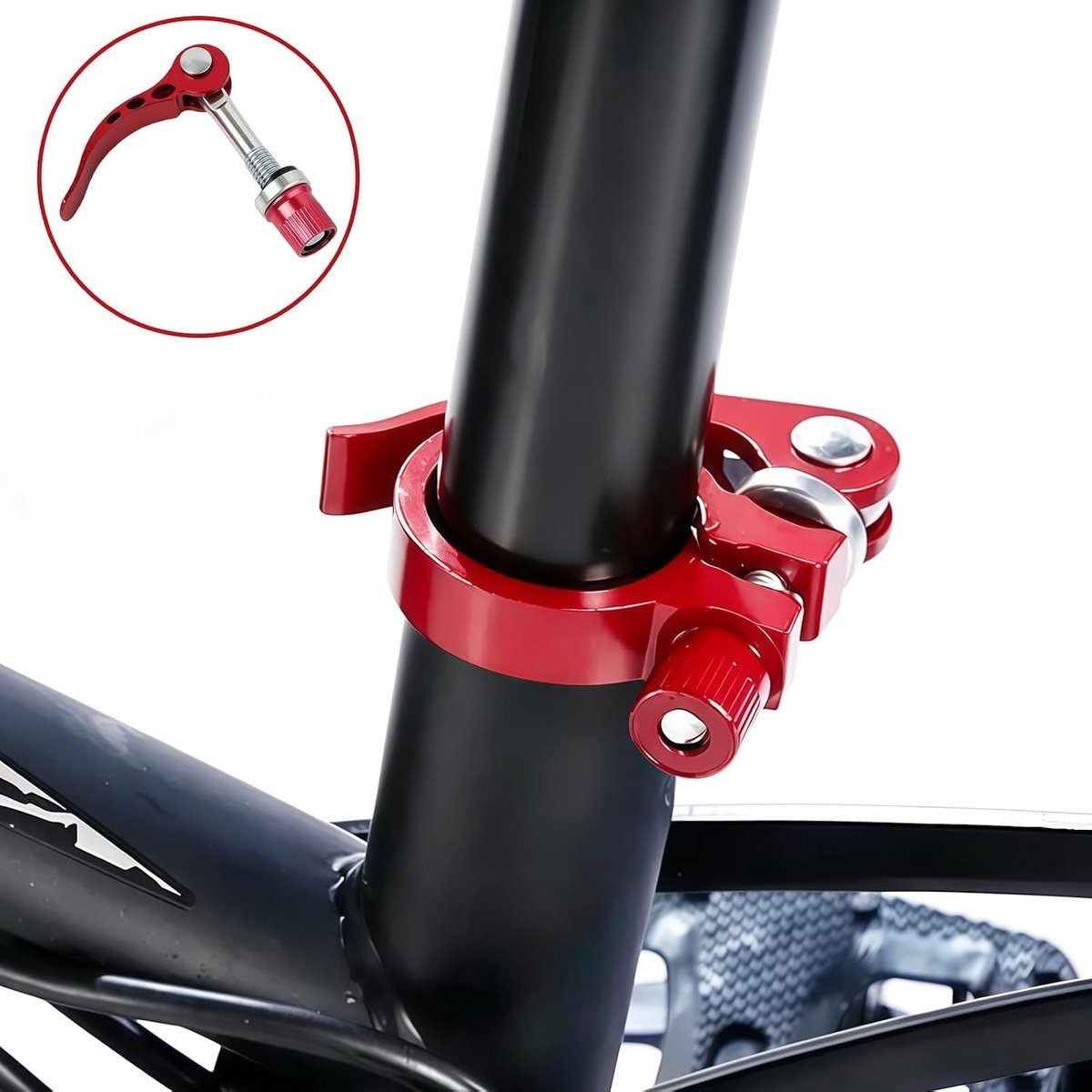 Set van 2 Snelle Ontgrendel Klemmen M8 x 55 mm voor Fietszadel, Robuust en Roestvrij, Universeel voor Mountainbike, Stadsfiets en Vouwfiets