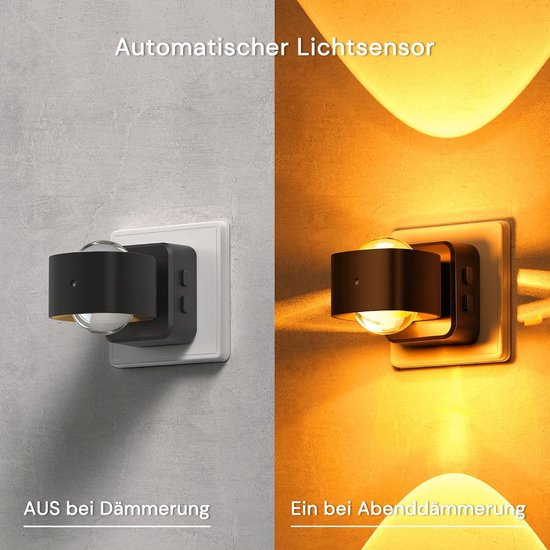 Nachtlampje stopcontact - Stekkerlamp LED - Veilig Oriënteren - Draaibare stekker sensor - Set van 1 - Wit — afbeelding 4