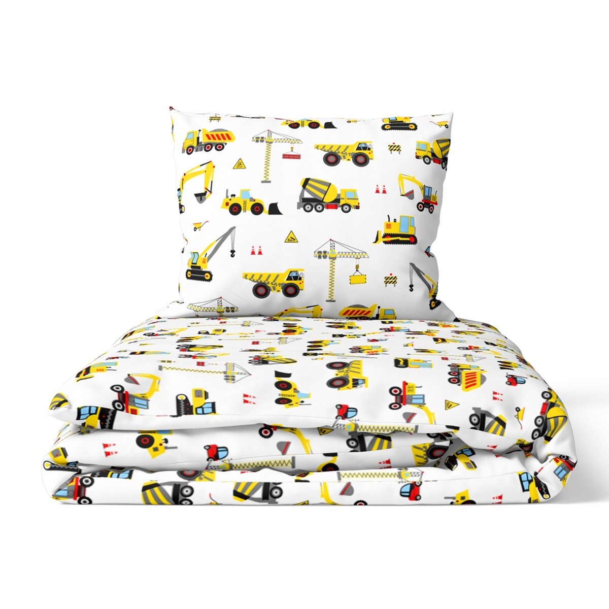 Kinderbedlinnen 140x200cm, 100% katoen, met graafmachine print
