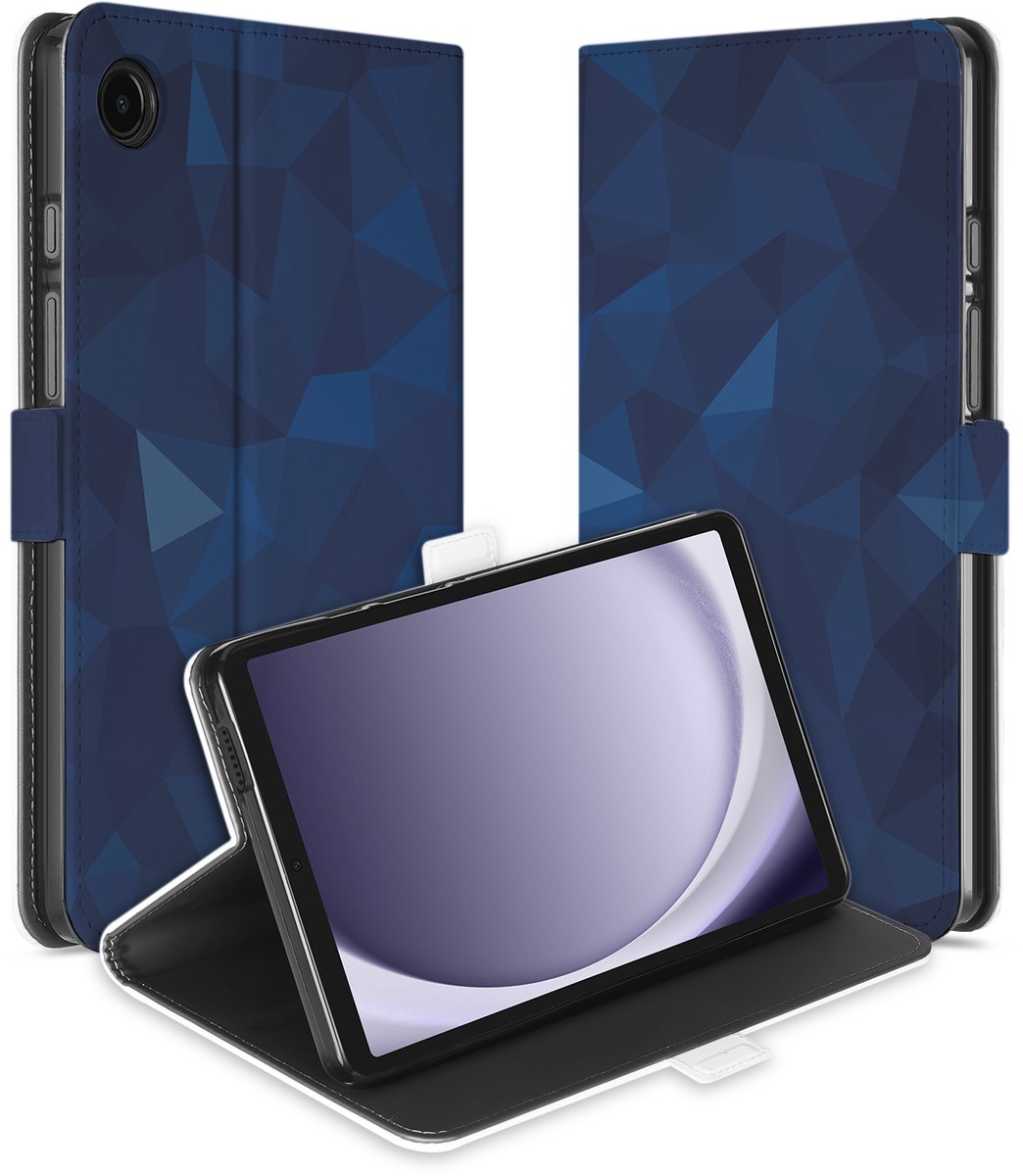 Uniek Samsung Galaxy Tab A11/Tab A9 Tablethoesje Polygon Blue Design | B2C Telecom