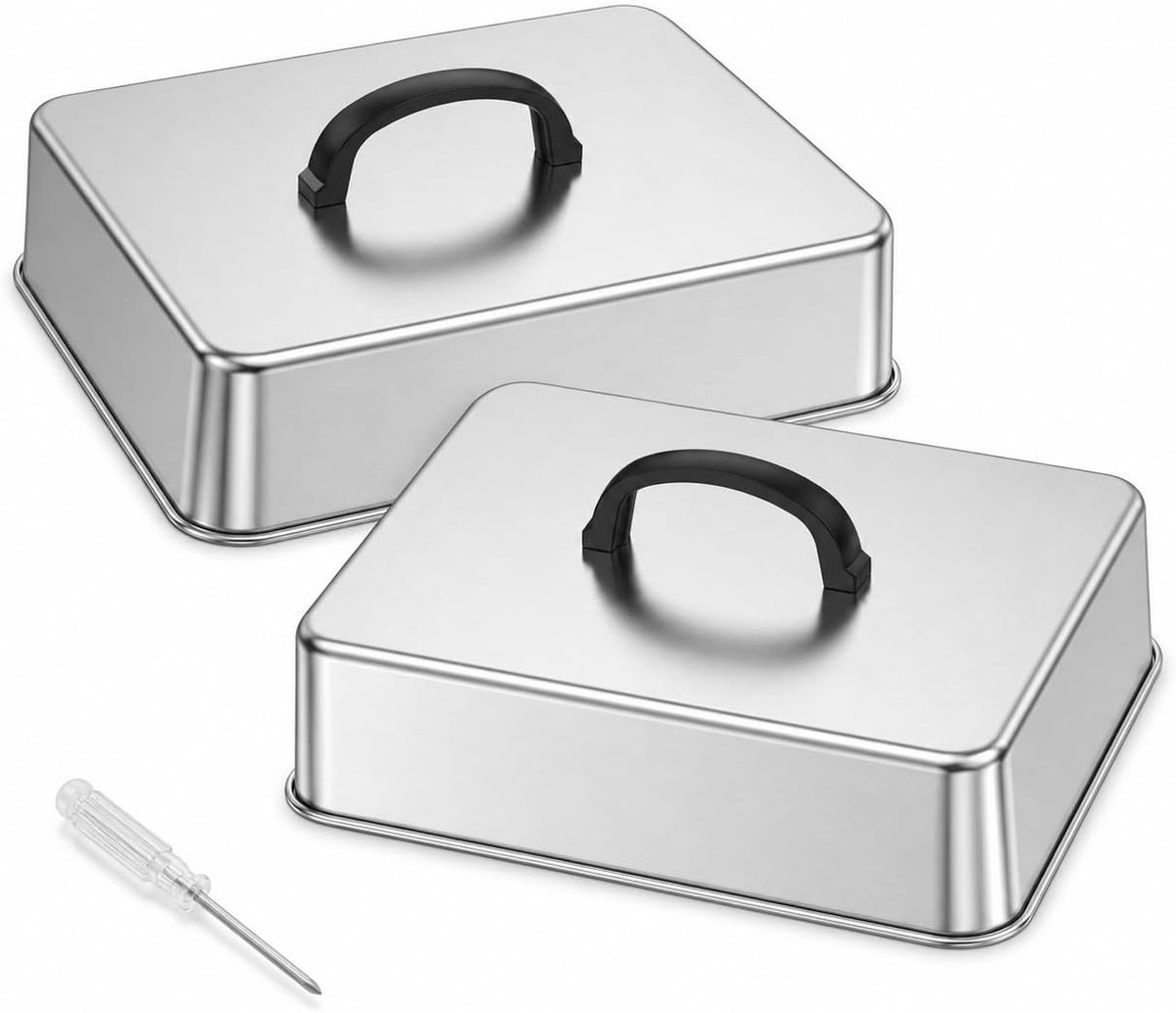 Roestvrijstalen Grillklok voor Perfecte Burgers - 2 Stuks, Ideaal voor Steak, Teppanyaki en Buiten koken, 28.5x22x10.5cm