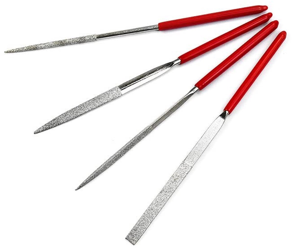 Set van 4 Mini Diamant Vijlenset - Multifunctionele Naaldvijlen met Titanium Coating voor Hout, Metaal en Steen