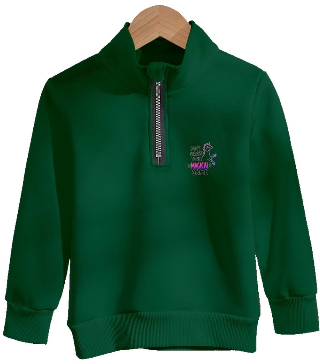 Currero Quarter Zip Meisjes Sweater Met Rits Jumper Quarterzip Hoodie Meisje Warme Trui Vest Lang Coltrui 4 Jaar Groen