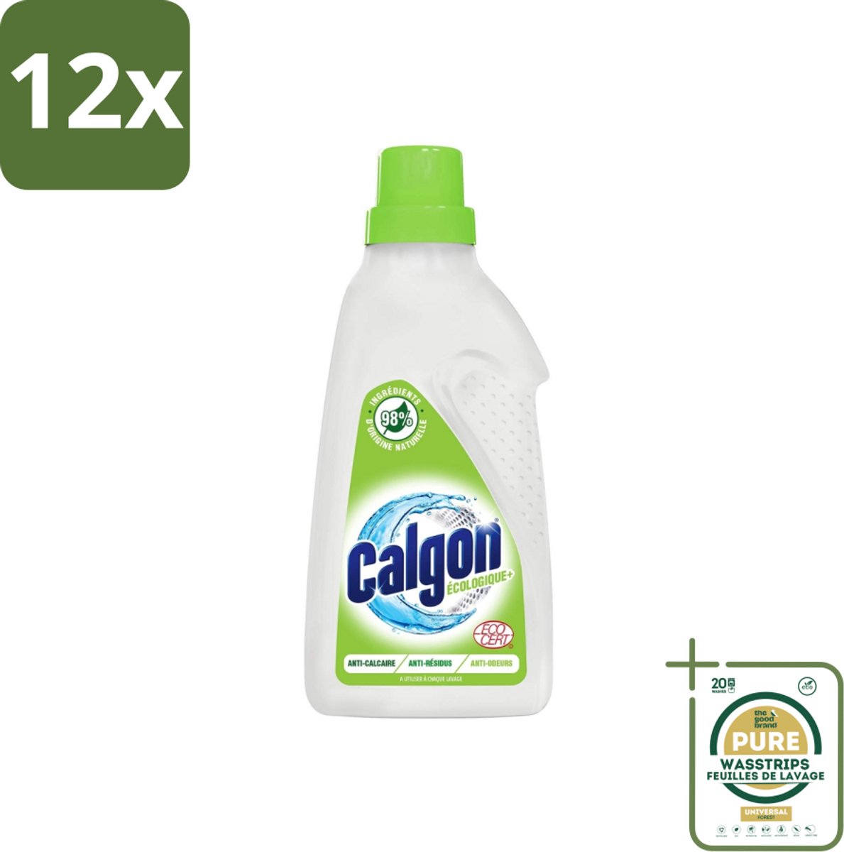 Calgon - Wasmachinereiniger - Gel - Ecologisch - Tegen Kalkaanslag / Wasmiddelresten / Geuren - 750ml - 15 Wasbeurten - Voordeelverpakking - 12 stuks - Kalk verwijderaar - Wasmiddelresten