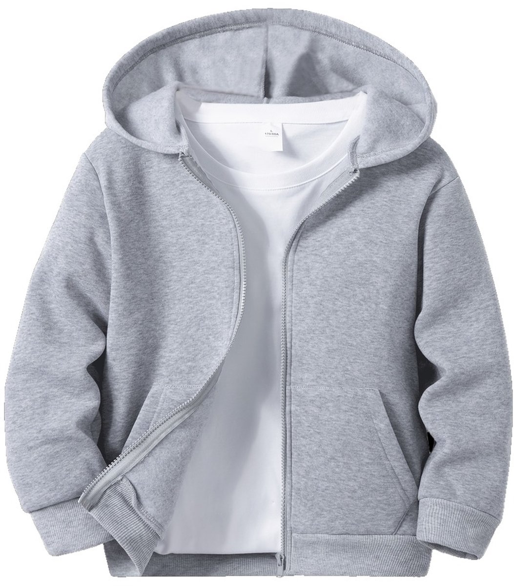 Currero Vest Jongens Met Rits Sweater Jongen Cardigan Gebreid Sweaters Hoodie Warme Trui Lange Mouw Lichtgrijs 9-10 Jaar