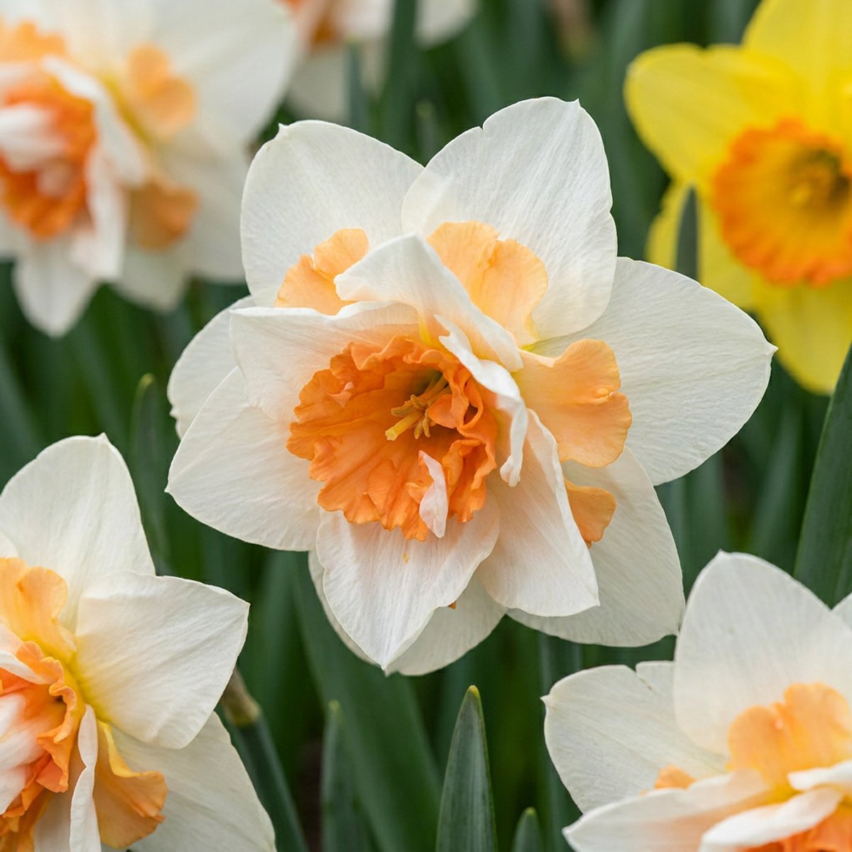 Green boutiQ - 20x Narcissus Replete - Dubbele narcis Replete - Wit en Oranje - Voorjaarsbloeier - Bolmaat 10/12