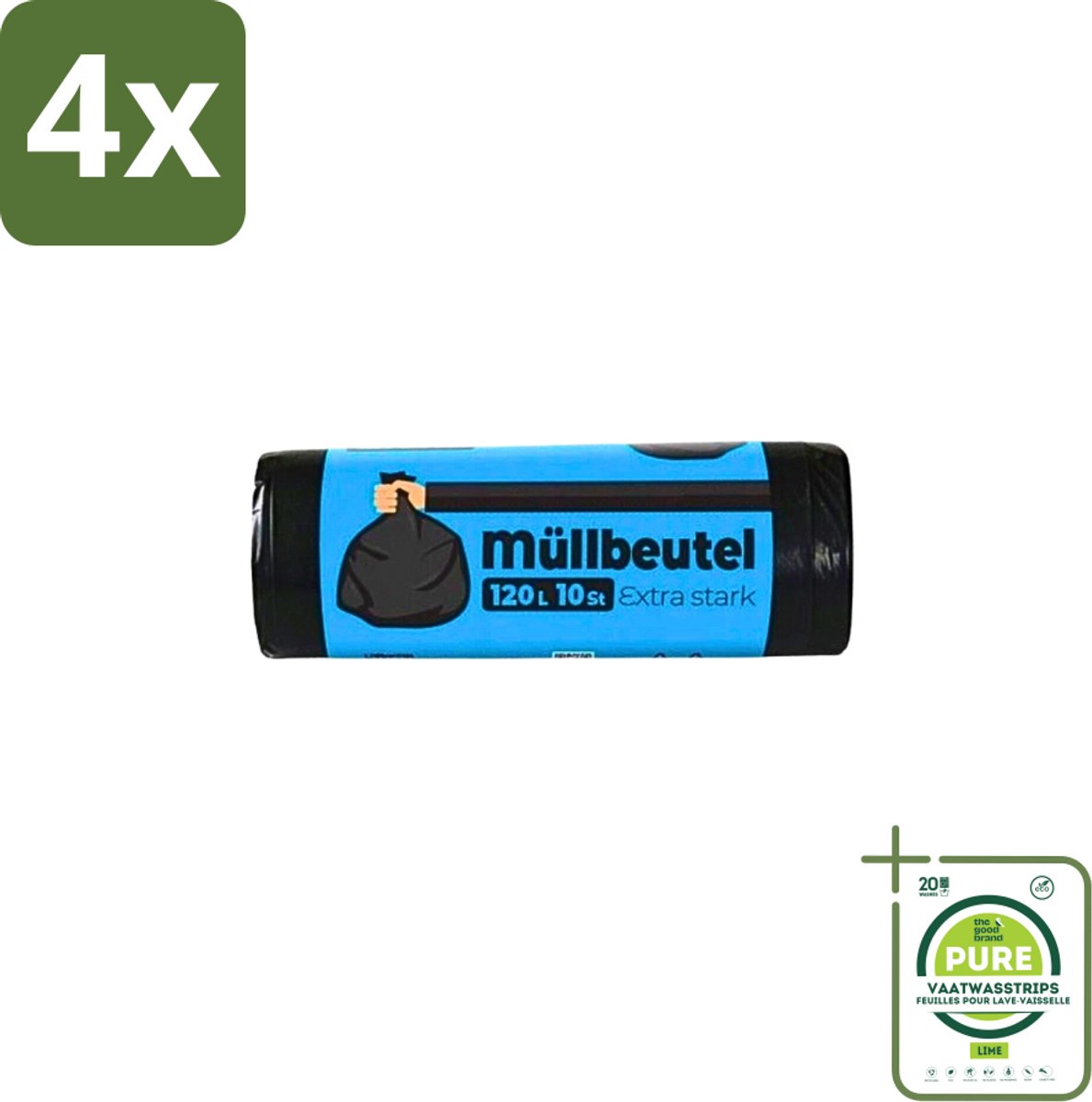 Deluxe - Vuilzakken - Stevig & Ruim - 10 Vuilniszakken - 120L - Voordeelverpakking - 4 stuks - Vuilzakken - Afvalzakken