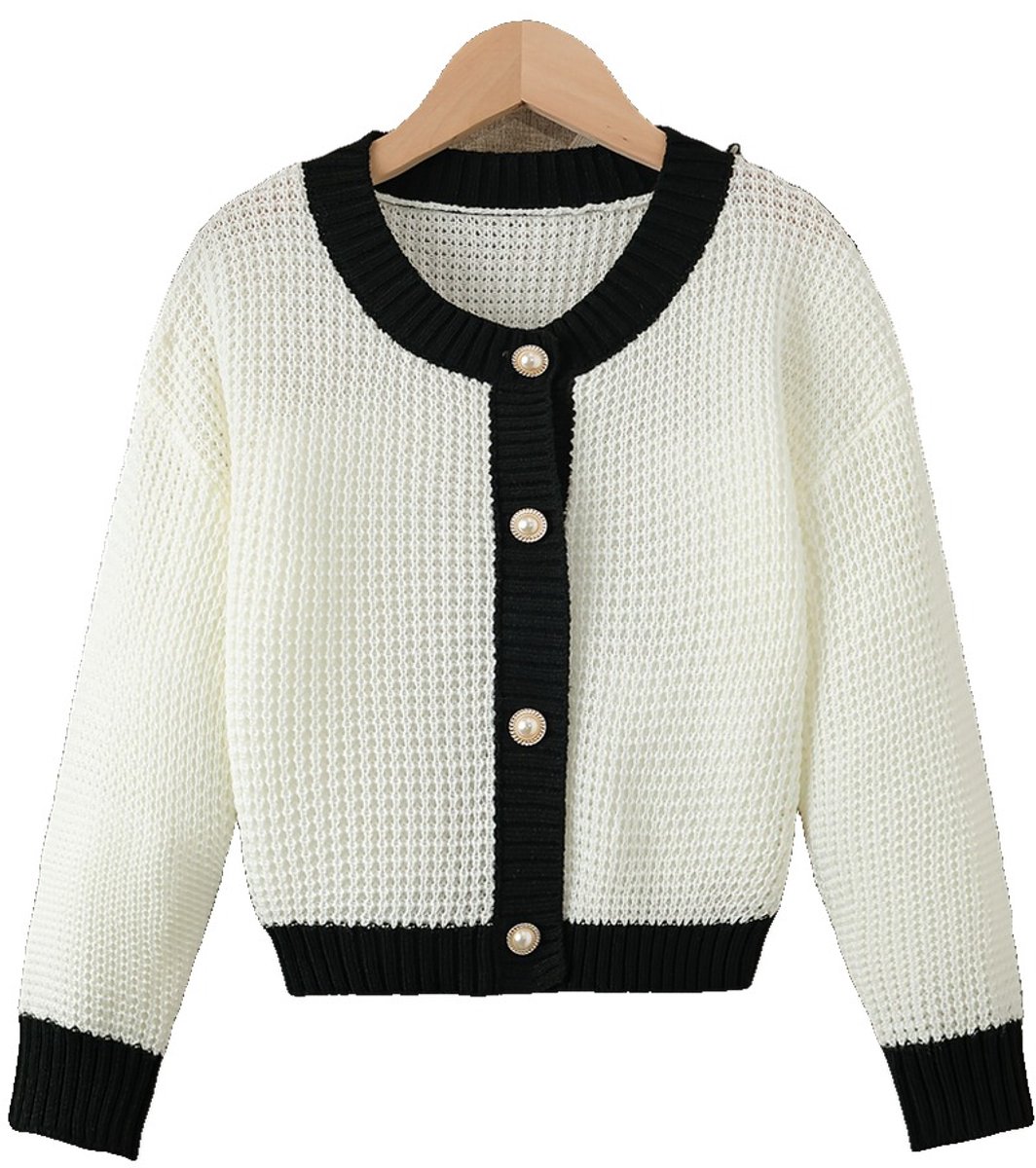 Currero Cardigan Meisjes Vest Meisje Met Knopen Kinderen Warm Gebreid Vest Long 8 Jaar Beige