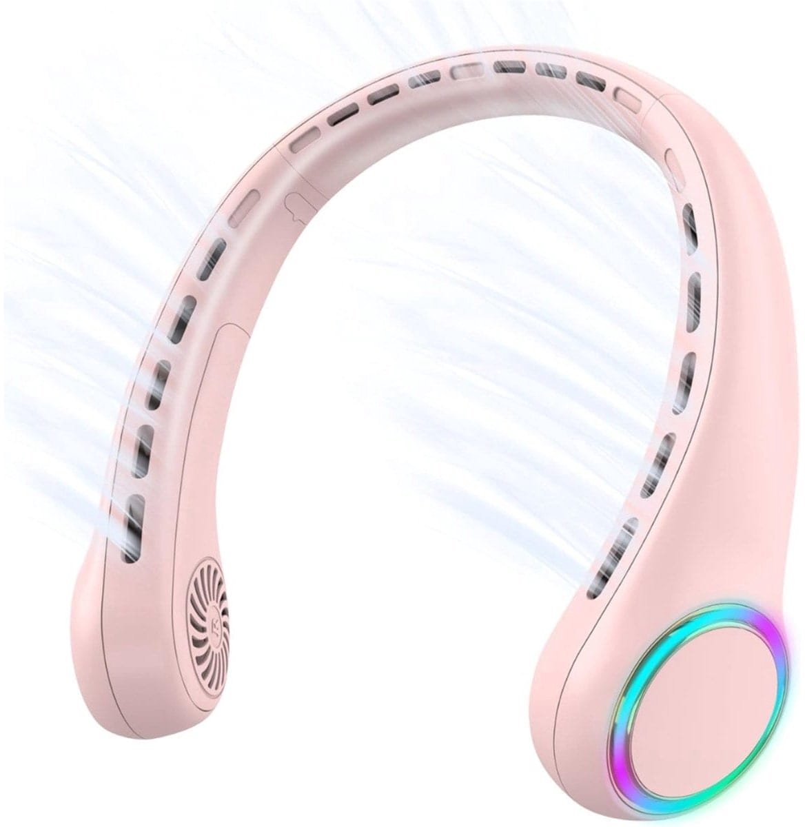 Klarven® Nek Ventilator Roze - Draagbare Mini Ventilator - 3 Snelheden - Stil Gebruik - B 21 x D 21 x H 6 cm