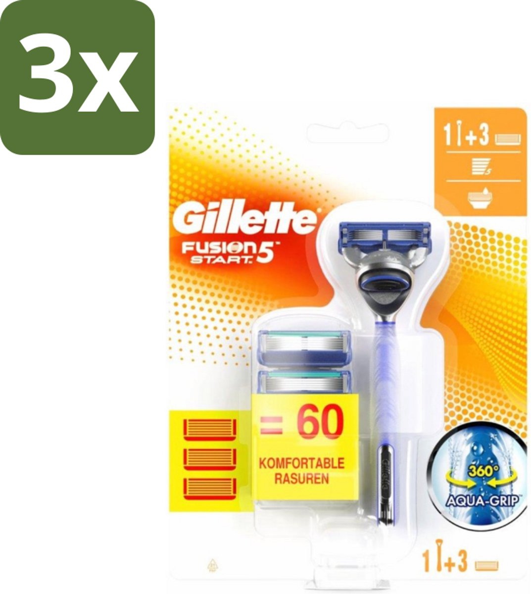 3 x Gillette Fusion 5 - Scheermesje - Ergonomisch ontwerp - 2 Extra Navulmesjes - Scheermesjes - Scheren - Scheren Voor Mannen - Comfortabel Scheren - Precisie Scheren