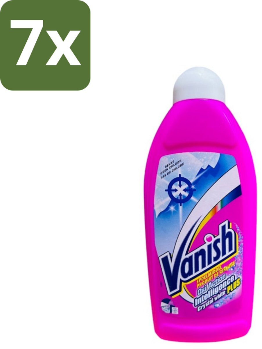 7 x Vanish Gordijnen - Kristalwit - Wasmiddel - Zonder Chloor - Witte Was - 500 ml - Gordijnen Reinigen - Witte Gordijnen - Wasmiddel Voor Gordijnen - Chloorloos Wasmiddel - Gordijnen Wasmiddel