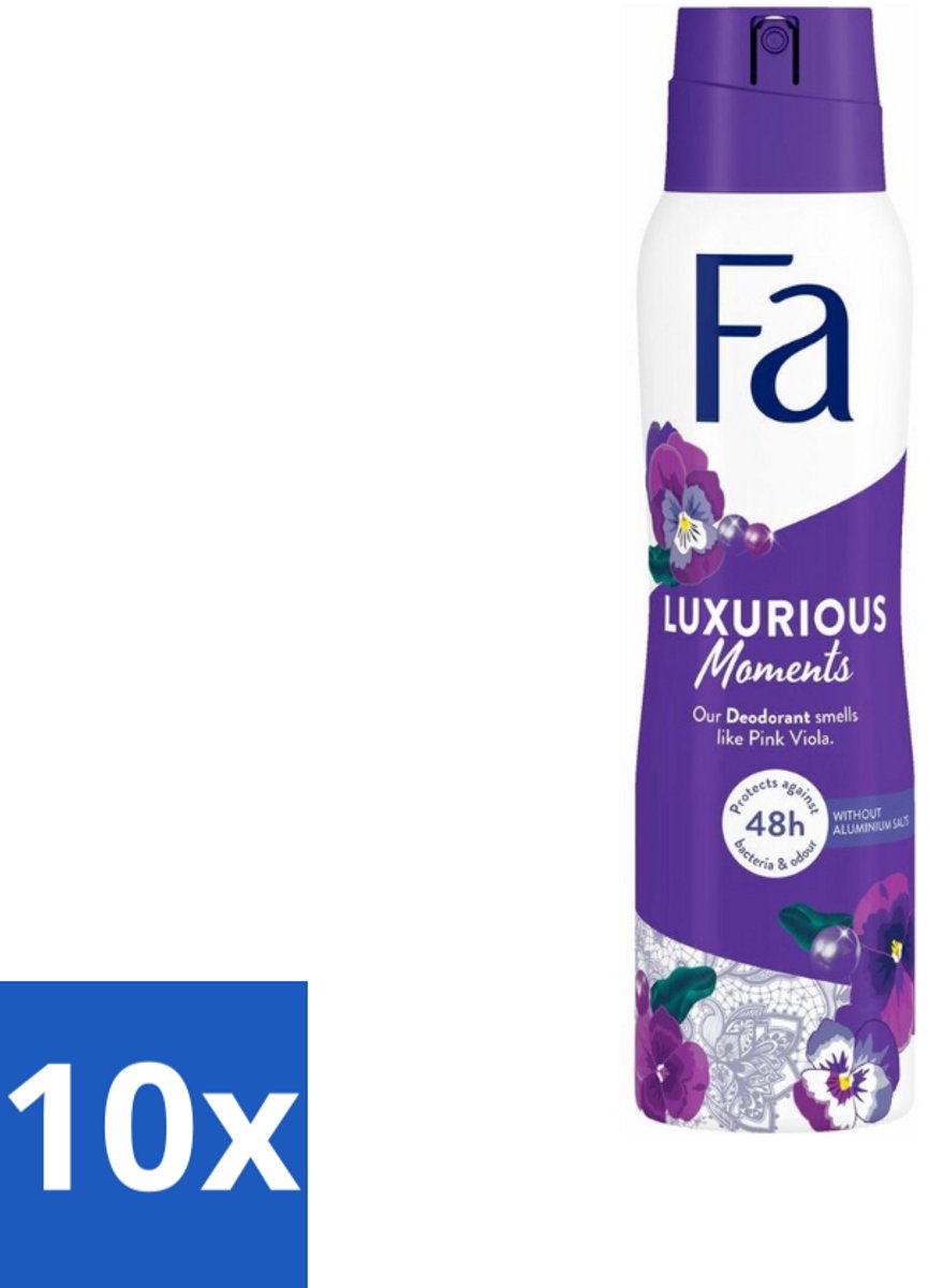 10 x Fa Deodorant Spray Luxurious Viola 150 ml - Deodorant Spray - Geur - Anti-vlekken - Huidverzorging - Luxueuze Geur