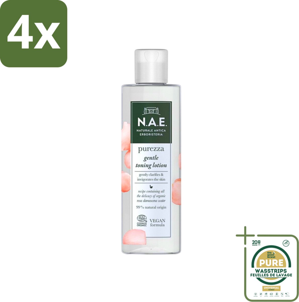 N.A.E. - Toning Lotion - Zuiverend & Hydraterend - Biologisch & Vegan - 200ml - Voordeelverpakking - 4 stuks - N.A.E. toner - Vegan toner