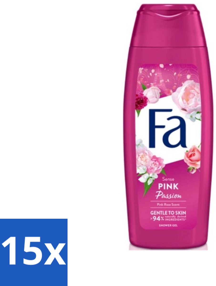 15 x Fa - Pink Passion - Douchegel - Roze Roos - 250 ml - Douchegel Roze Roos - Roze Roos Geur - Douchegel Voor Huid - Huid Verzorging - Verfrissende Douchegel