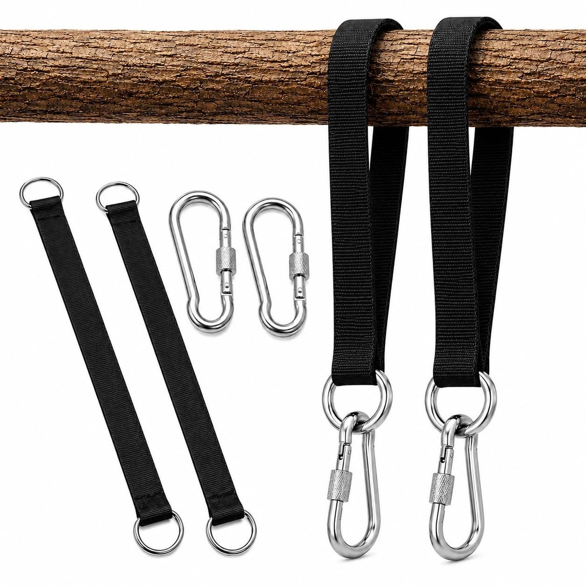 Elzusha - Swing Mount Set met 2 Riemen en Karabijnhaak