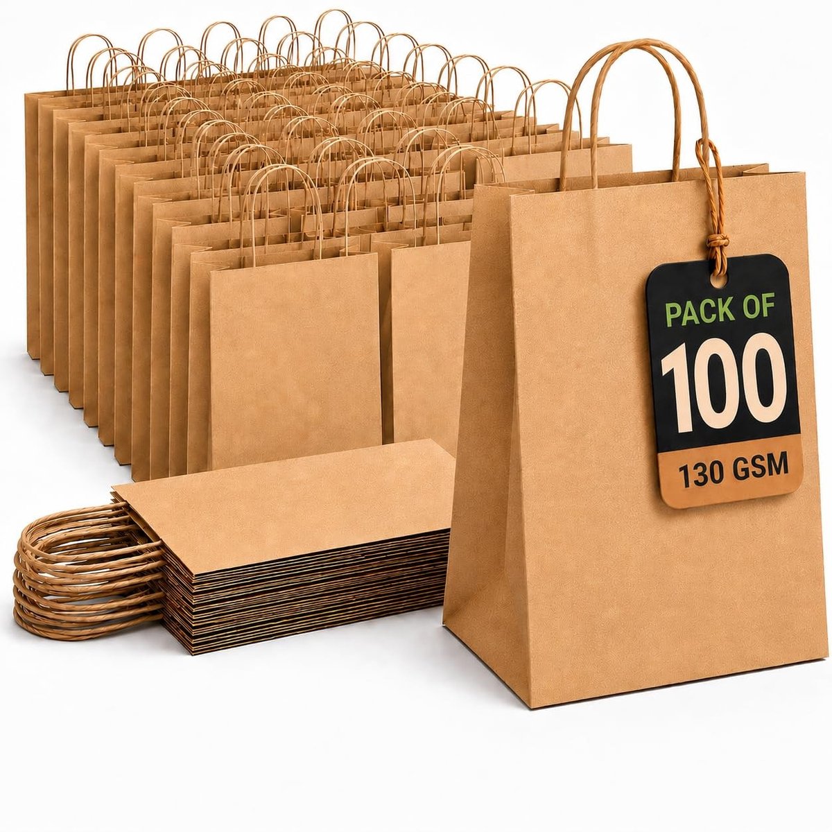 Elzusha - 100 Stuks Sterke Kraft Papieren Tassen met Handvatten