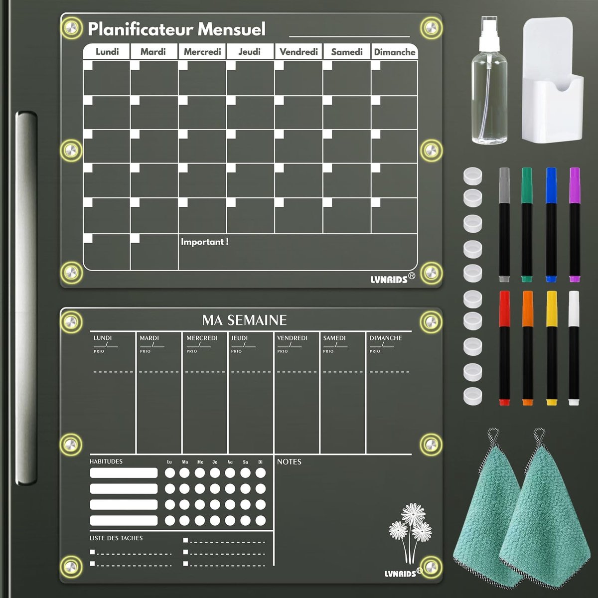 Elzusha - Magnetische Fridge Planner en Kalender - Transparant, 42 x 30 cm