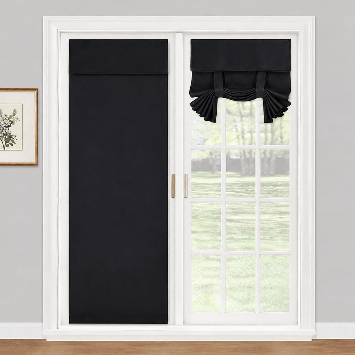 Elzusha - Franse Deurgordijnen voor Privacy, Zwart 66 x 173 cm