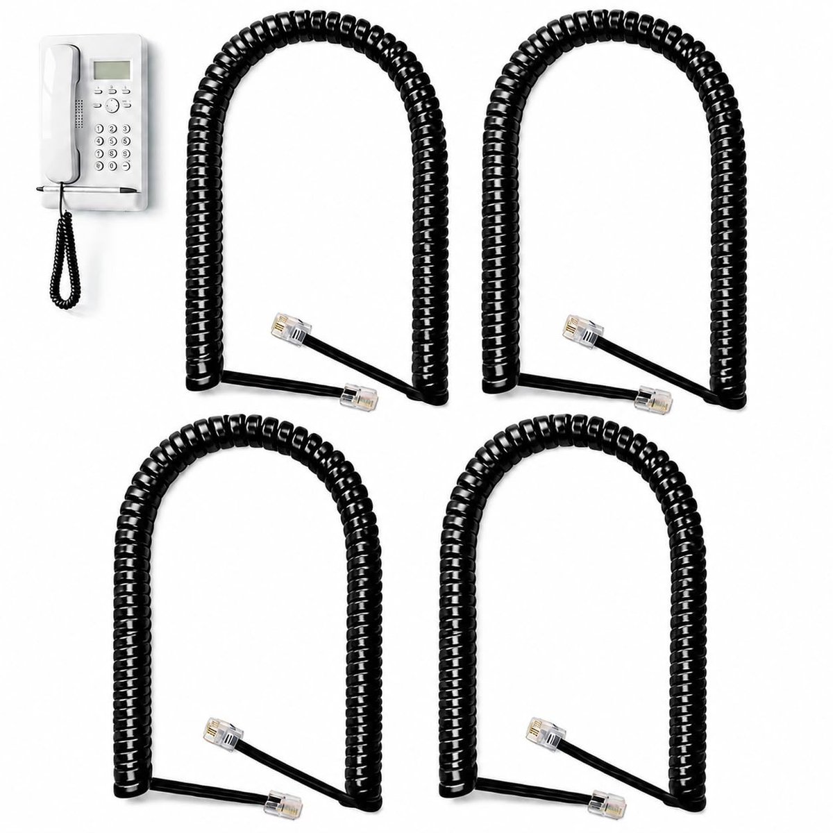 Elzusha - RJ9 Telefoon Kabel - 300 cm Flexibele Verbinding