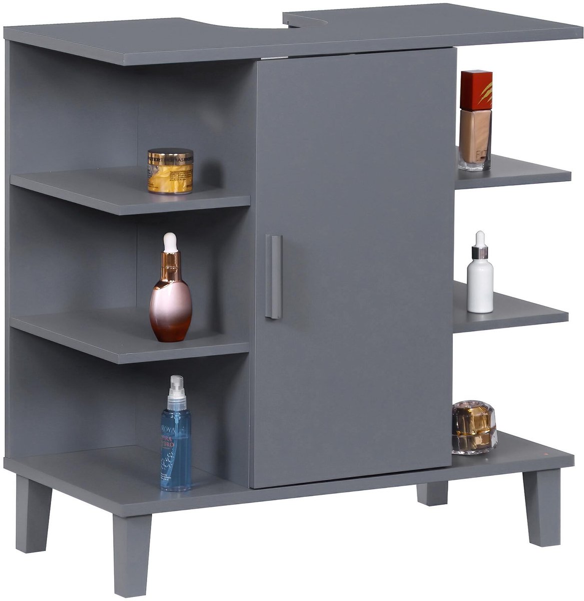 Elzusha - Onderkast met Deur en Planken voor de Badkamer, Blauw Grijs