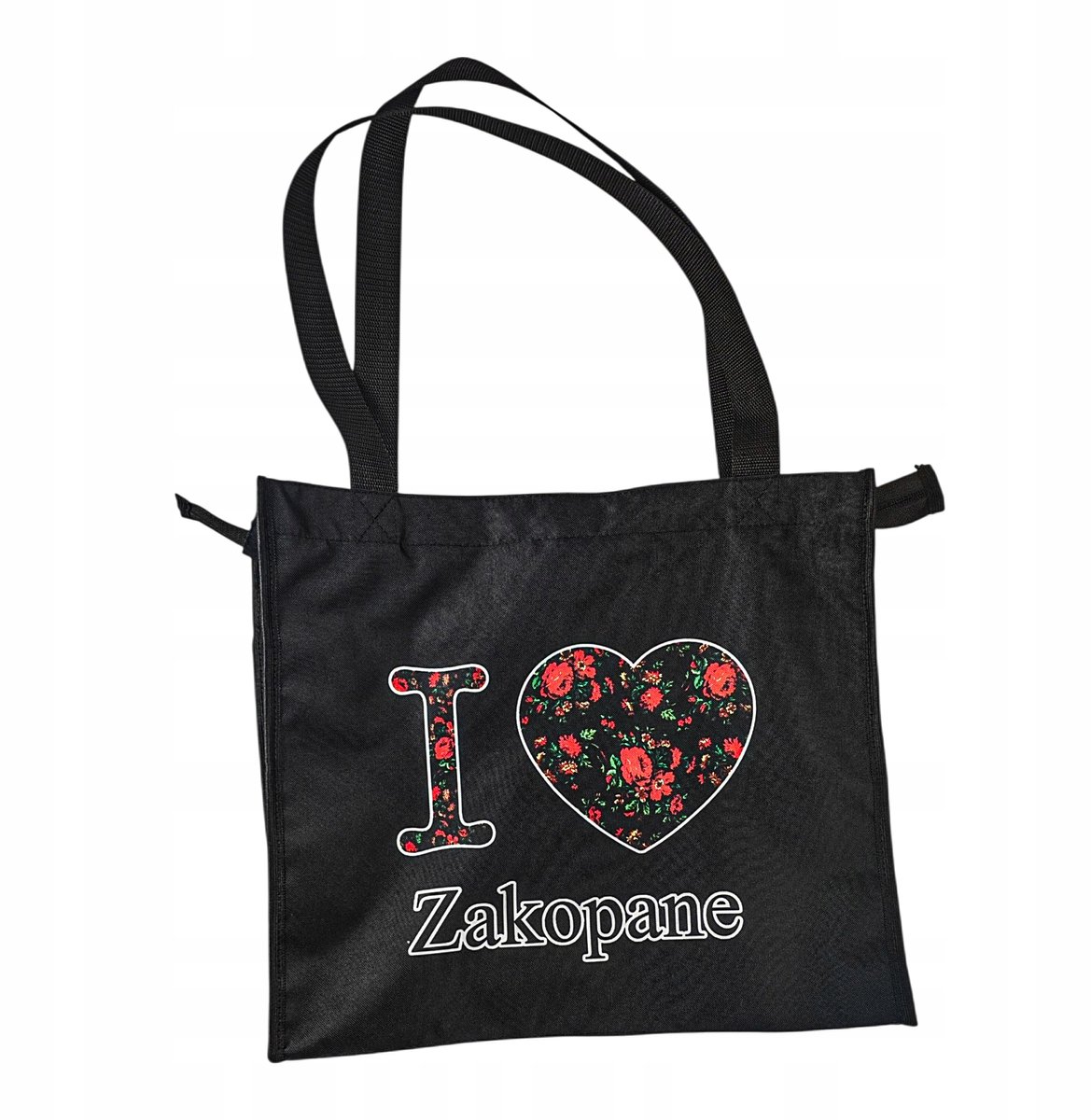 Zwarte shopper tas met rits, herbruikbaar en duurzaam