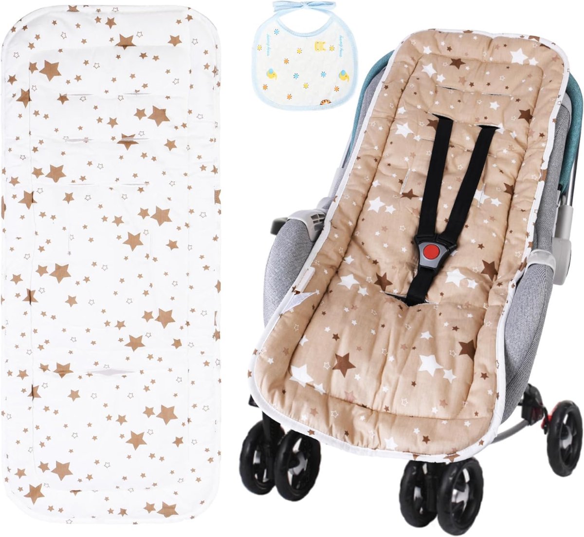 Allvia® Buggy Inlegkussens - Guggy Inleg - Buggy's - Wit/Bruin - 28cm x 19cm x 2cm