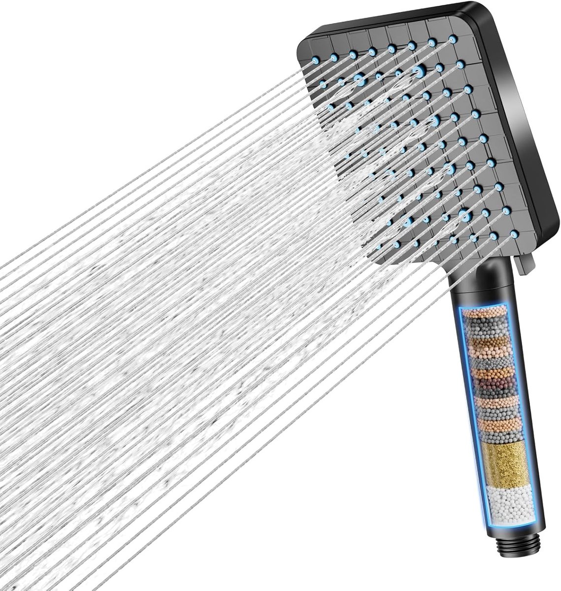 8-traps douchefilter met slang voor schoon water, vermindert chloor en onzuiverheden