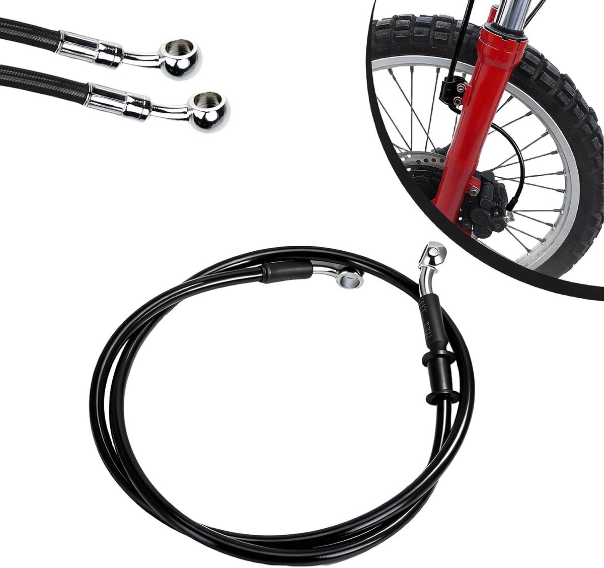 Hydraulische Versterkte Rem- en Koppeling Slang voor Motorfiets, Dirtbike en Enduro - 500mm en 2000mm Lengte