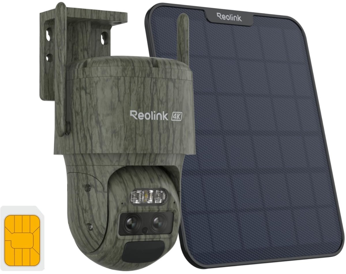 Wildcamera 4K – 4G LTE – Dubbele Lens – 360° PTZ – 6x Zoom – Nachtzicht – IP65 – Met Zonnepaneel