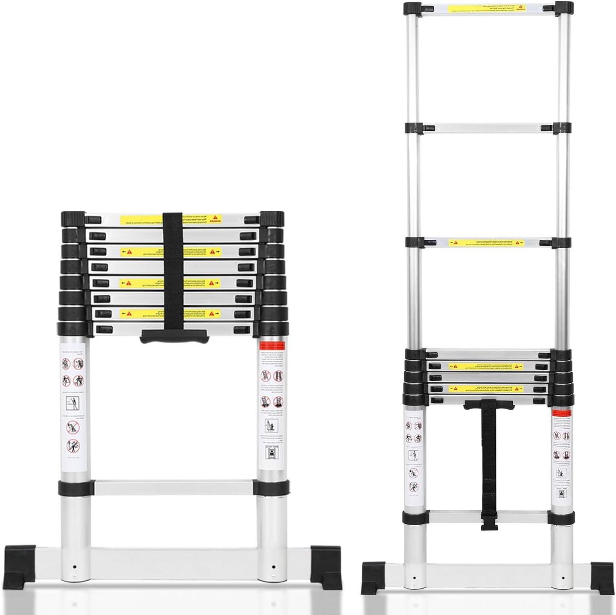Telescopische Ladder - Verstelbare Klimladder - Veilig Klussen - Met Stabilisator - 2.6 Meter - Zilver