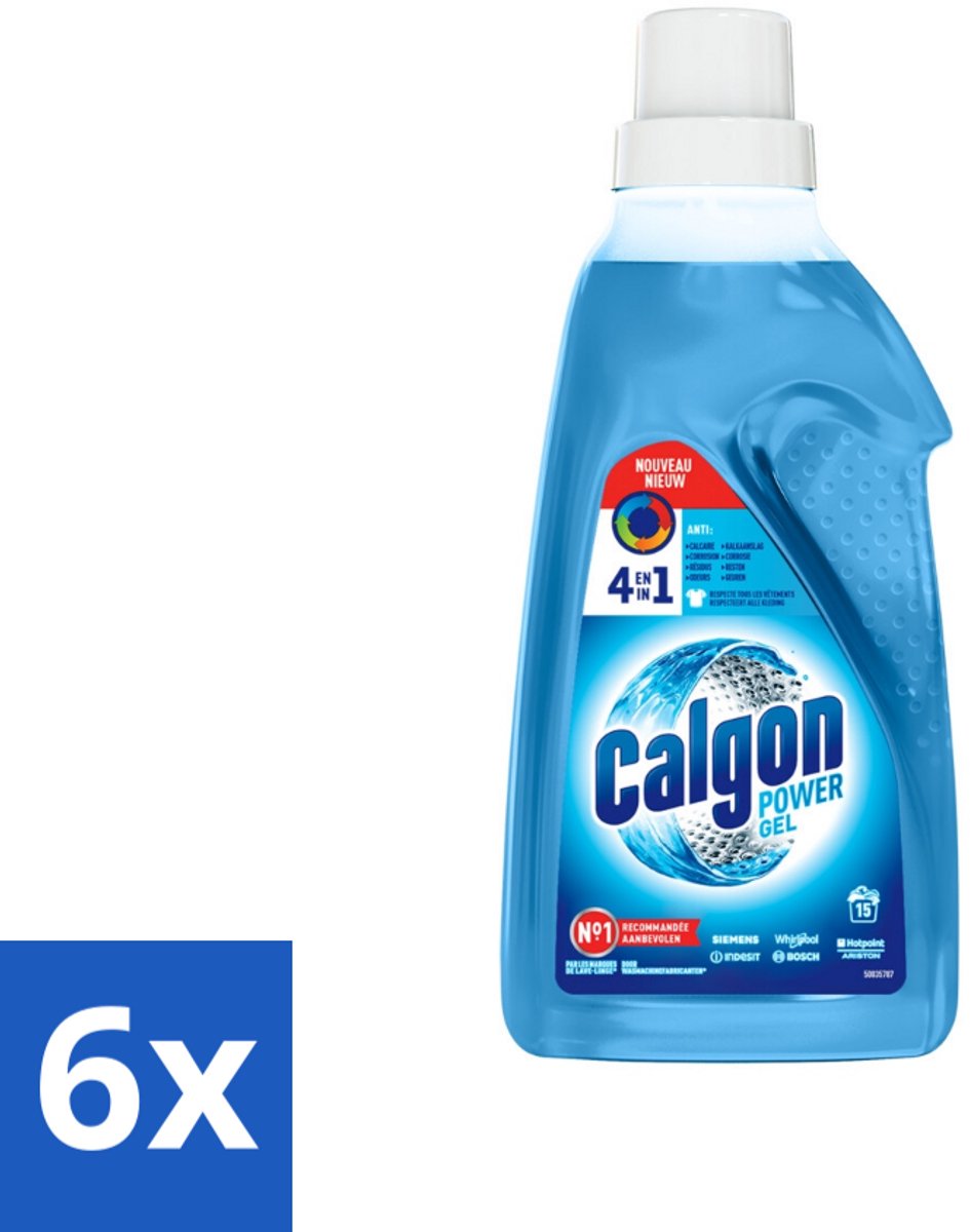 6 x Calgon - Wasmachinereiniger - Gel - Tegen Kalkaanslag / Wasmiddelresten / Geuren - 750 ml - 15 Wasbeurten - Wasmachinereiniger - Kalkremmers - Wasmiddelresten - Wasmachineonderhoud - Wasmachine Schoonmaken
