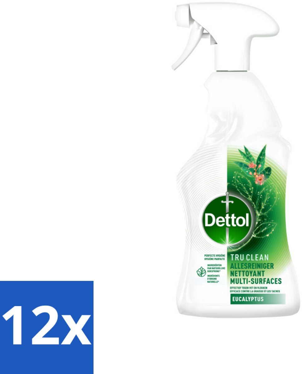 Dettol Tru Clean - Allesreiniger - Spray - Eucalyptus - Multi-Oppervlakken - 500ml - Voordeelverpakking - 12 stuks