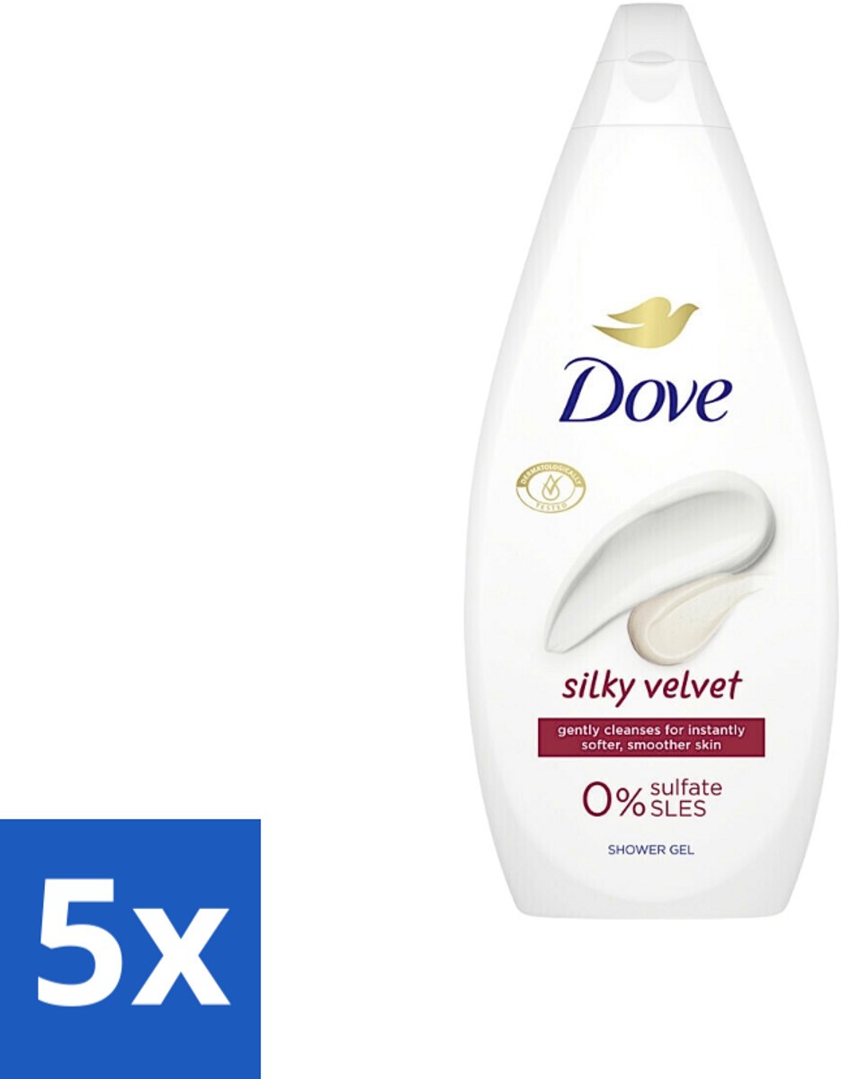 Dove Silky Velvet - Douchegel - Sulfaatvrij - 250 ml - Bulkverpakking - 5 stuks