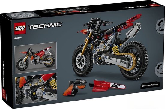 Verpakking van Lego Technic Ducati motorfiets, met afbeeldingen van de motor en onderdelen. Nummer 222.