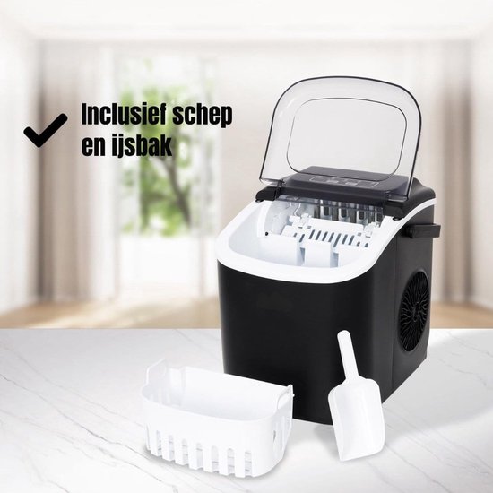Klarven® Ijsblokjesmachine Zwart - Supersnel ijsblokjes maken - Eenvoudig in gebruik, Altijd verse ijsblokjes - B 30 x D 29 x H 23 cm — afbeelding 5