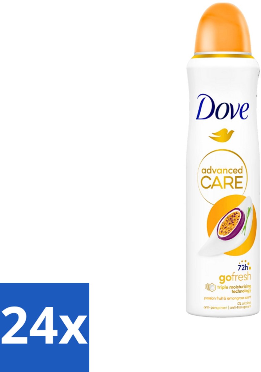 Dove - Deospray - Passievrucht & Citroengras - 150 ml - Voordeelverpakking - 24 stuks