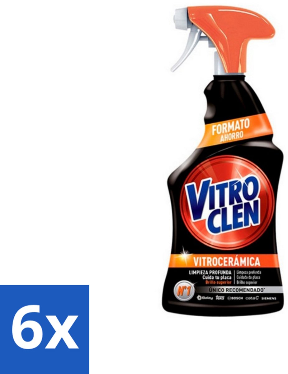 6 x Vitroclen - Keramische Kookplaatreiniger - Spray - 450 ml - Keramische Kookplaat Reiniger - Kookplaat Schoonmaken - Vitrokeramische Reiniger - Inductie Kookplaat Schoonmaken - Vlekken Verwijderen Kookplaat