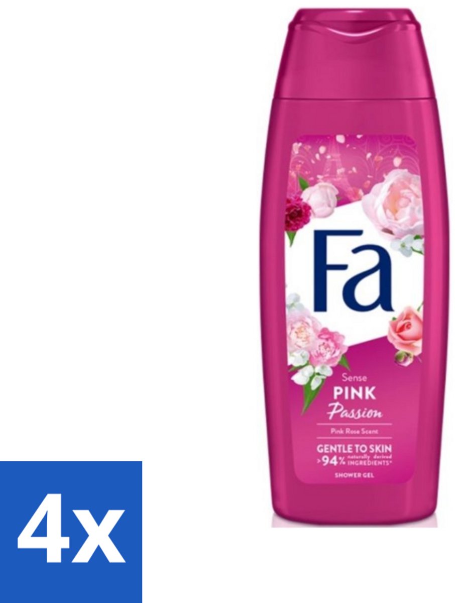 4 x Fa - Pink Passion - Douchegel - Roze Roos - 250 ml - Douchegel - Roze Roos - Fa - Verfrissende Geur - Huidverzorging