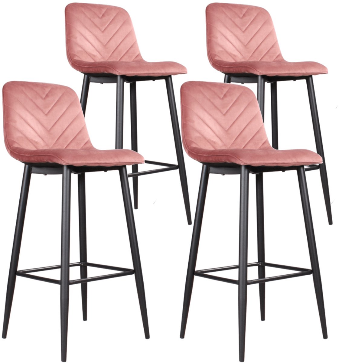 DS4U® - Gaby barkruk 75 cm - Set van 4 - Roze - Velvet